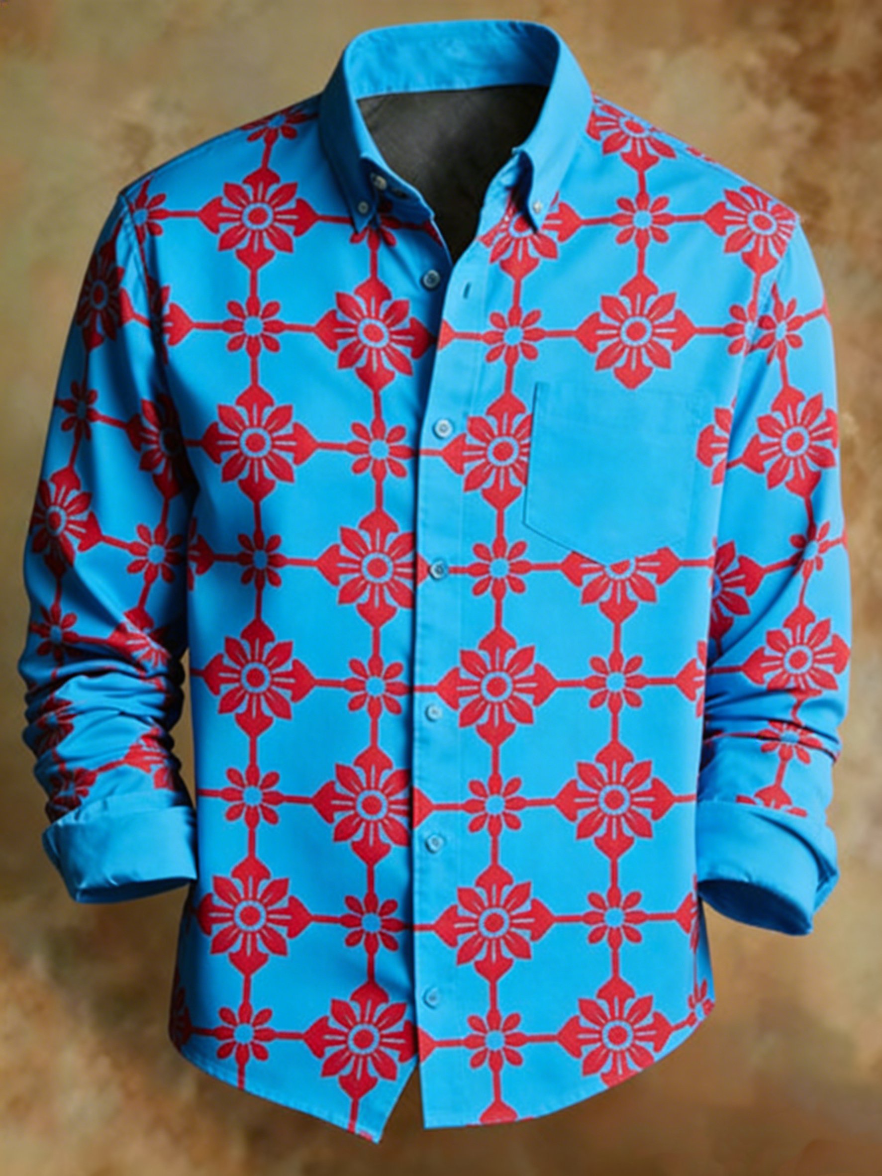 Camisa Abstract Geometric floral Pattern estampado ejecutivo Style para hombre
