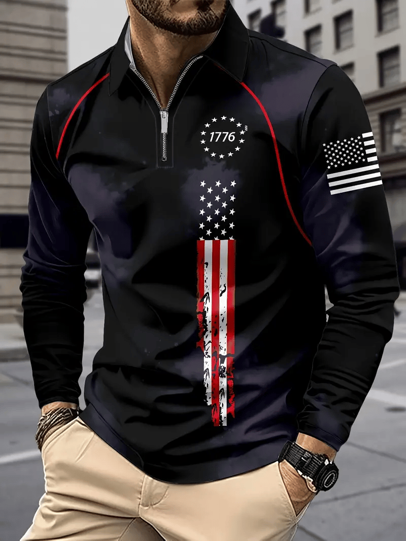 Camisa polo ejecutivo de lujo a rayas Zip-Neck para hombre