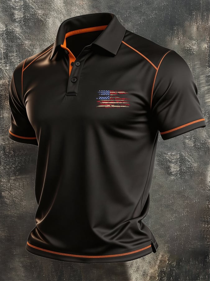Camisa polo retro Color-Block "Patriot" para hombre