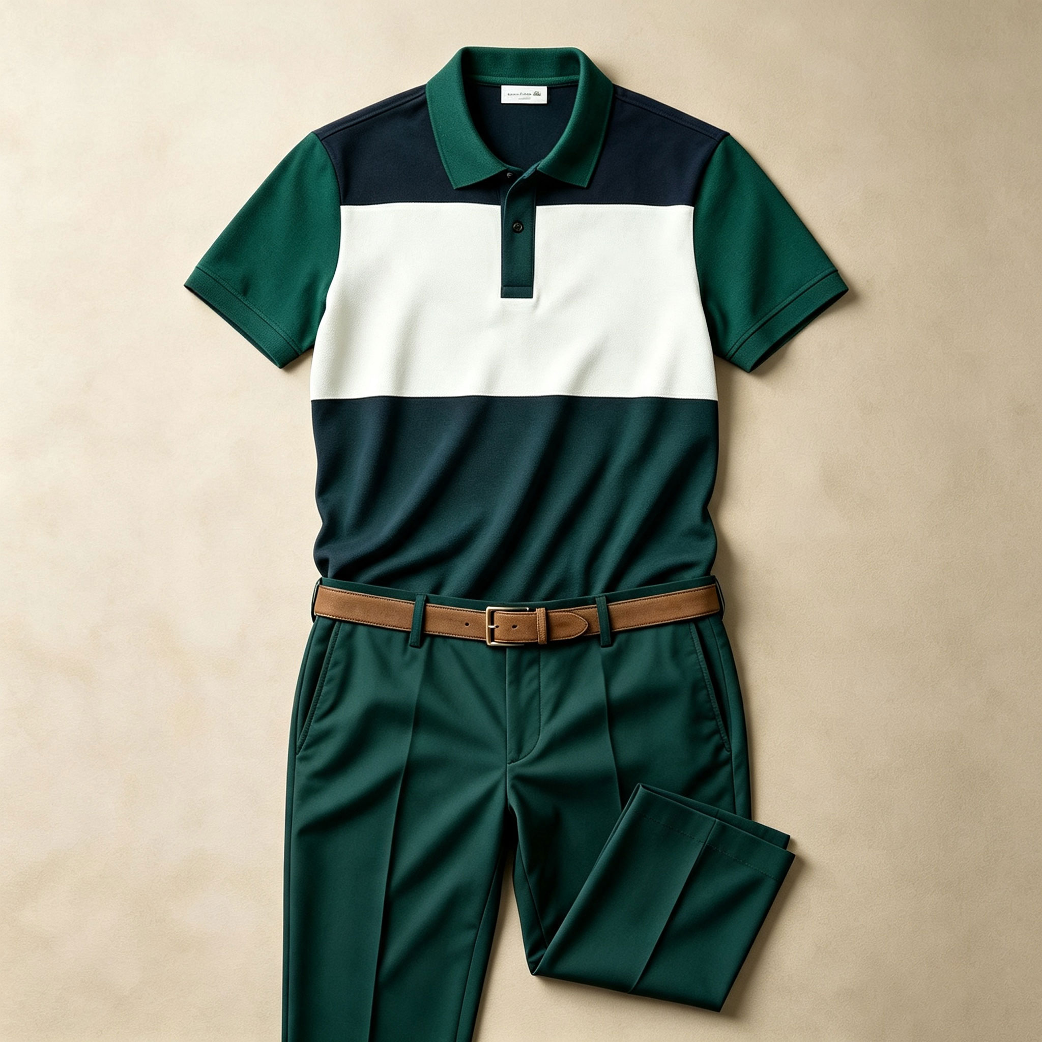 para hombre conjunto de dos piezas: Color-Blocked de manga corta camisa polo and pantalón