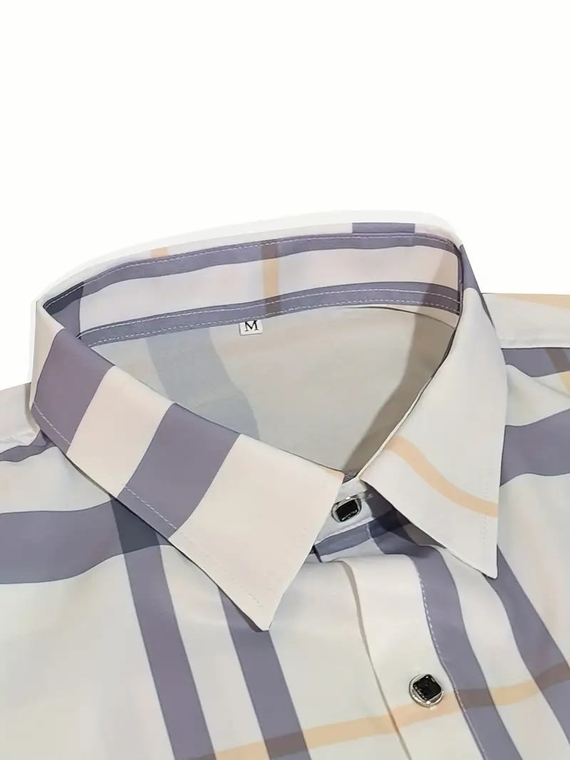 Camisa geométrico ejecutivo casual para hombre