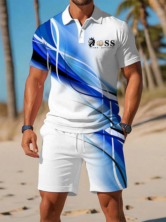 Camisa polo retro Letter Design casual ejecutivo de manga corta Suit para hombre