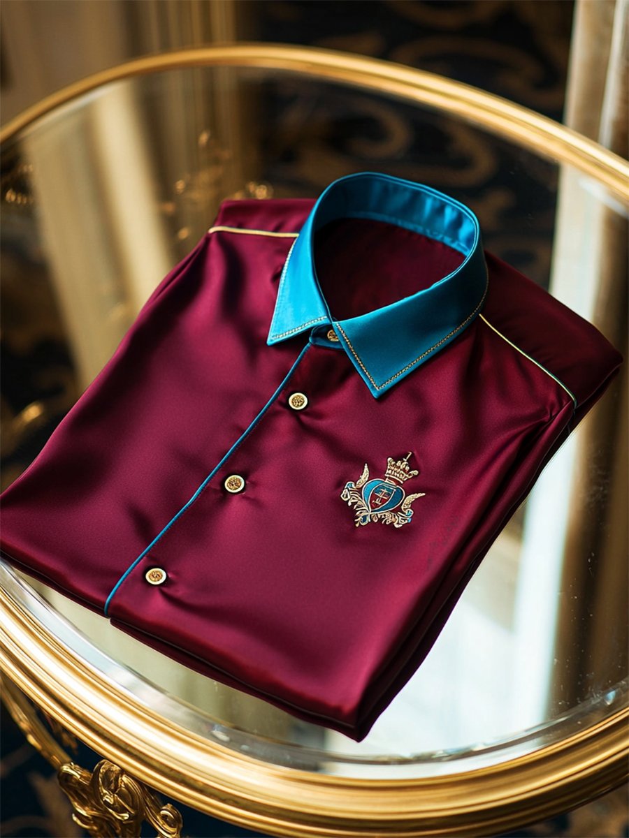 Camisa satén Luxe de manga larga con botones para hombre