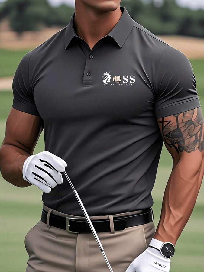 Camisa polo elegantee Letter estampado casual para hombre