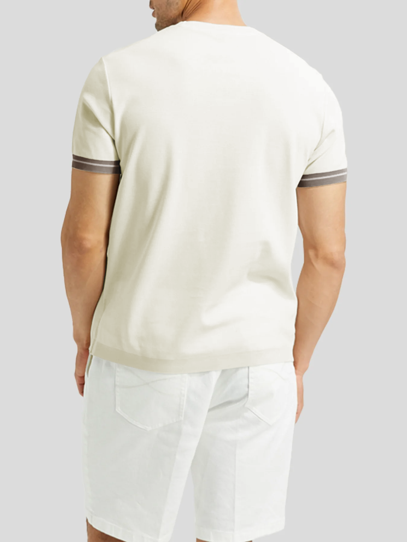 Camiseta Cooltejido en bloques de colored Cuffs de manga corta tejidoted