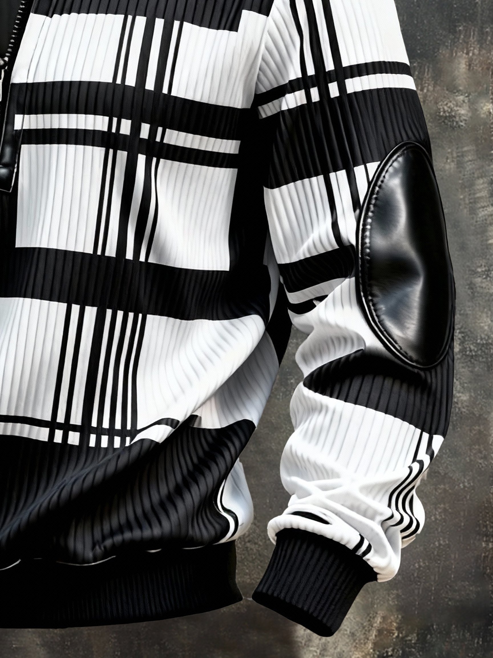 Sudadera vintage Color-Block estampado con cierre con gorrasucha para hombre