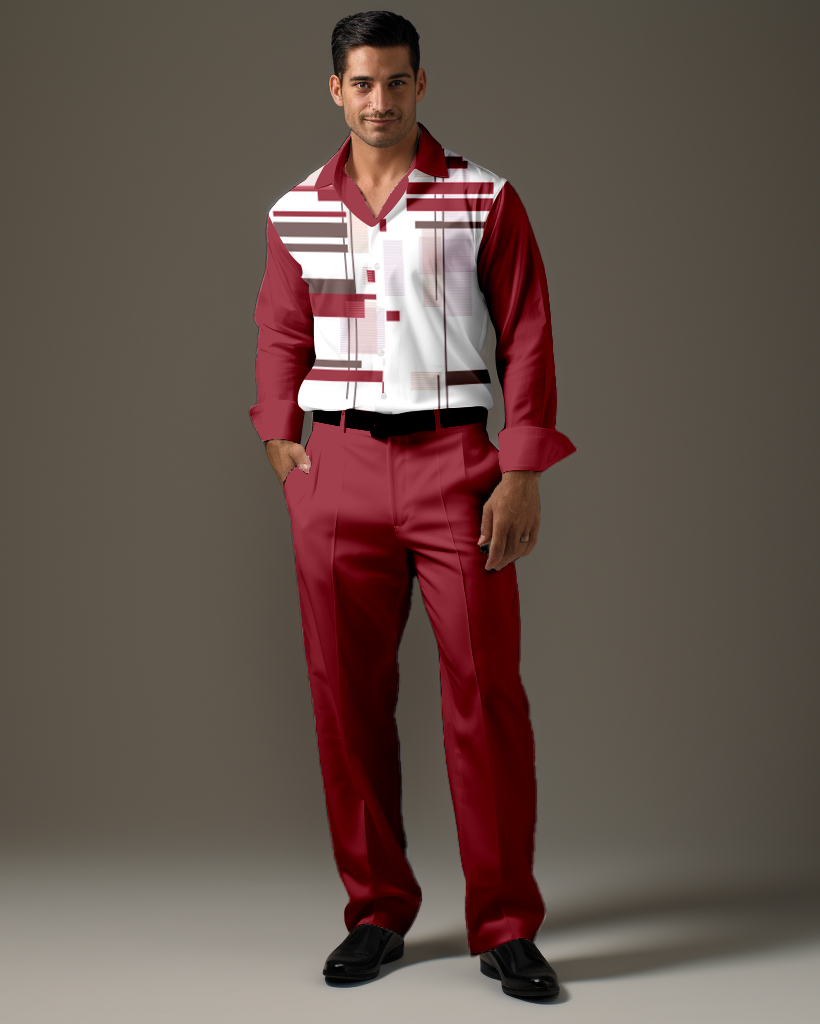 Camisa Gradient estampado de manga larga Walking Suit 519 para hombre