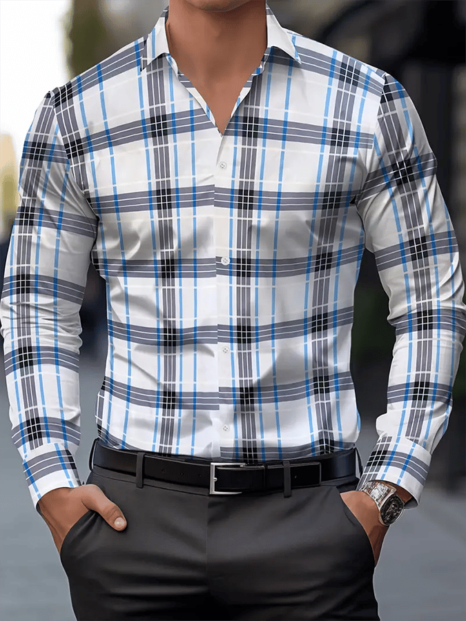 Camisa a cuadros ejecutivo casual para hombre