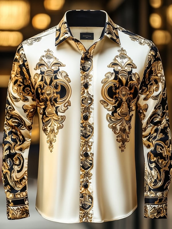 Camisa satén Luxe de manga larga con botones para hombre