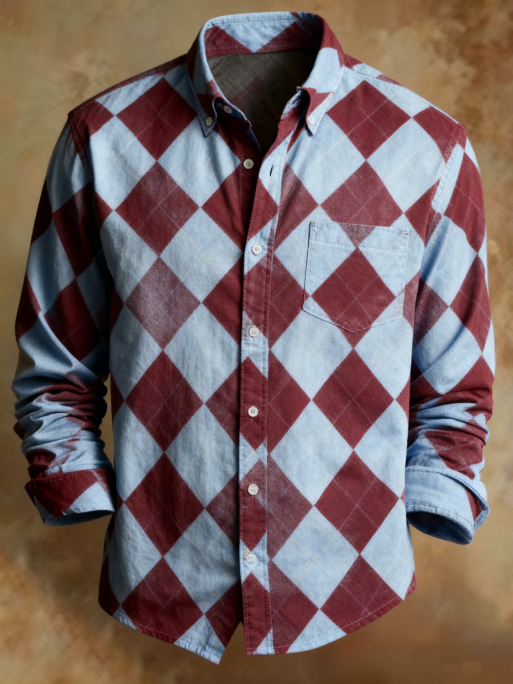 Camisa retro Abstract Art estampado diseño ejecutivo Style para hombre