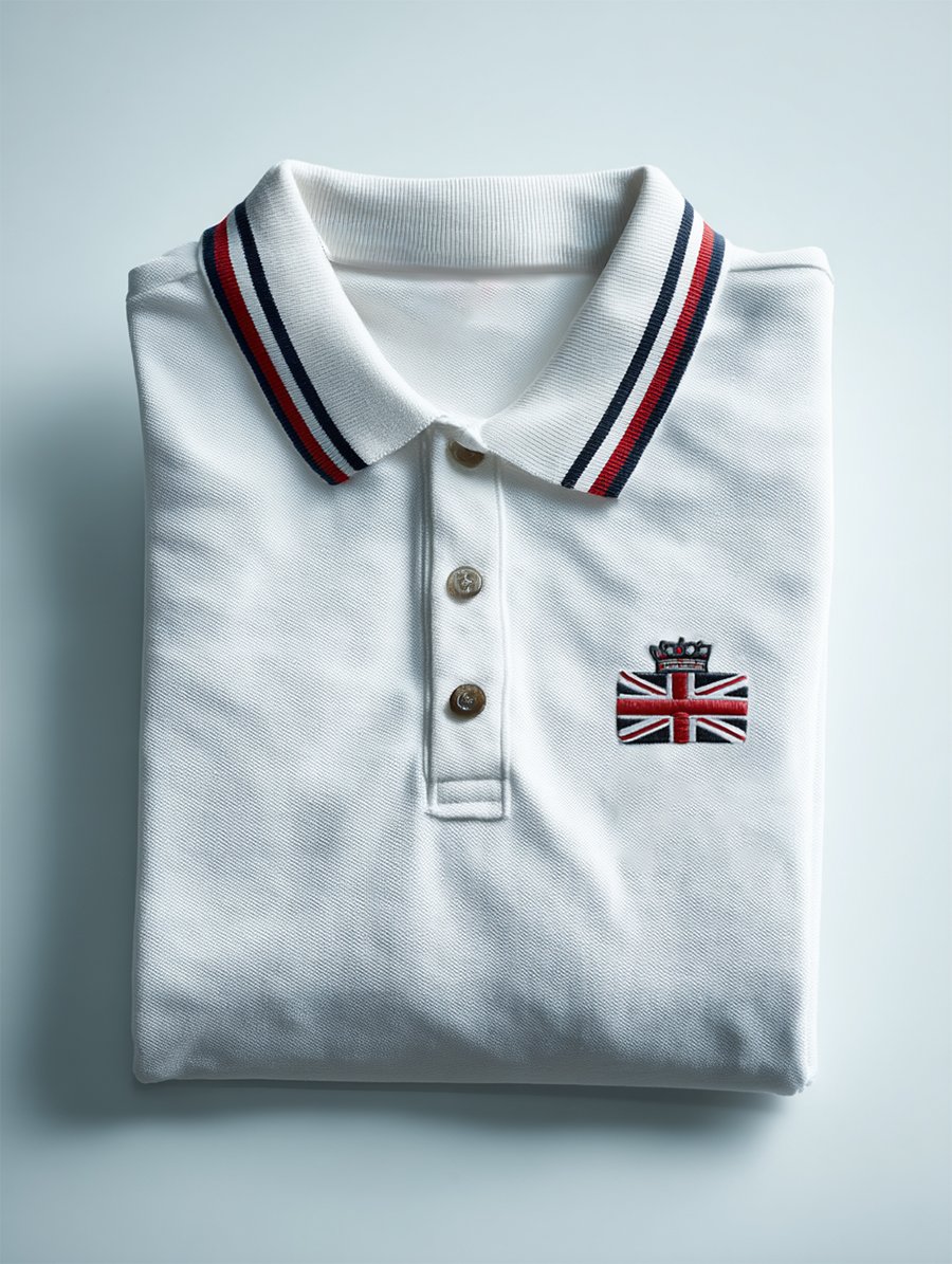 Camisa polo ejecutivo casual Union Jack Button de manga corta para hombre