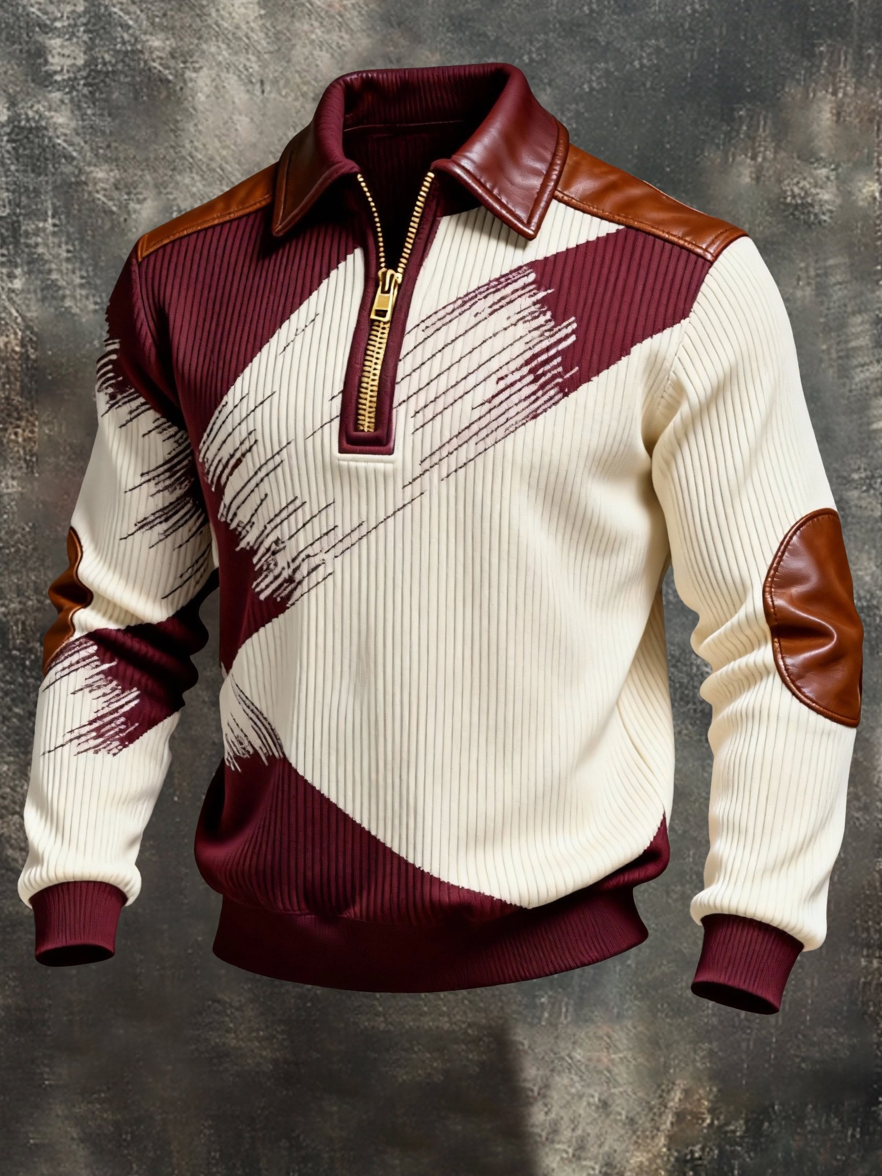 Sudadera retro en bloques de color estampado cierre para hombre