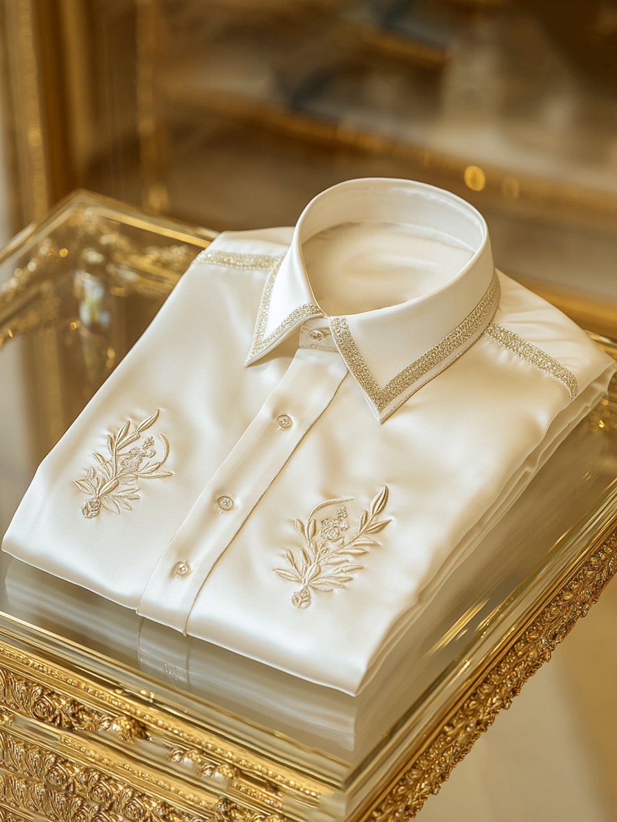 Camisa seda de lujo ejecutivo de manga larga para hombre