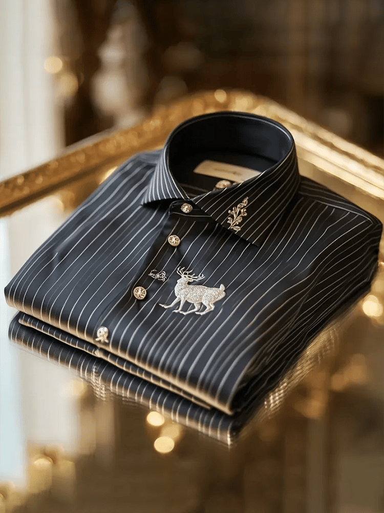 Camisa satén Luxe de manga larga con botones para hombre