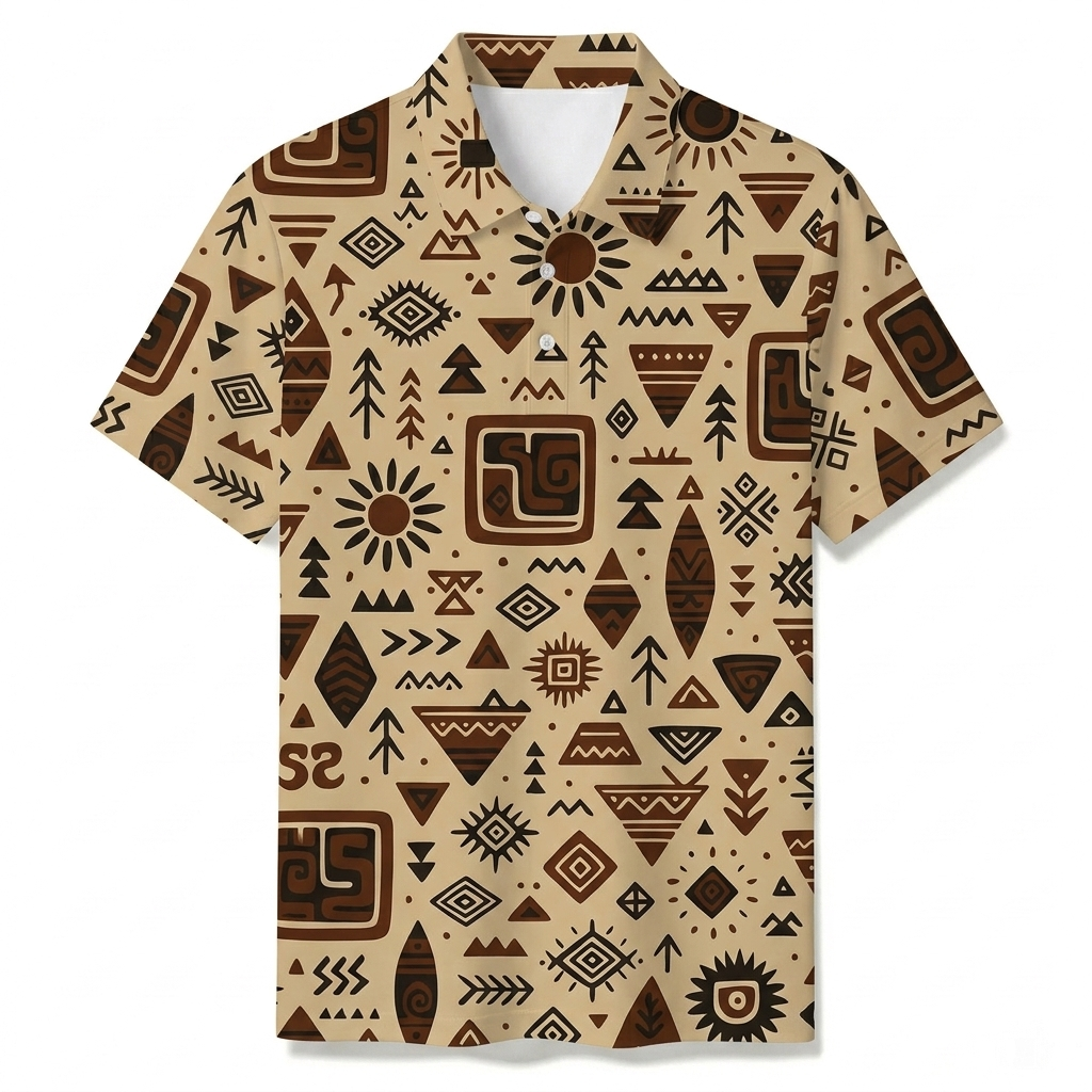 Summer Khaki Icon de moda estampado Polo de manga corta para hombre