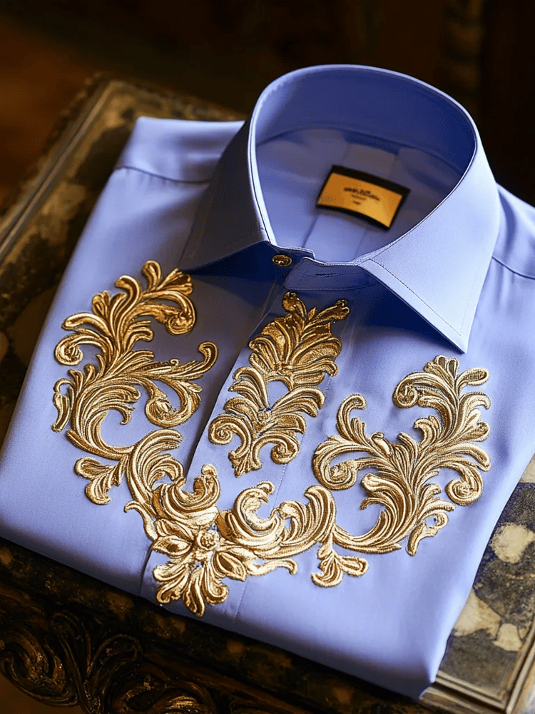 Camisa de lujo vintage de manga larga para hombre