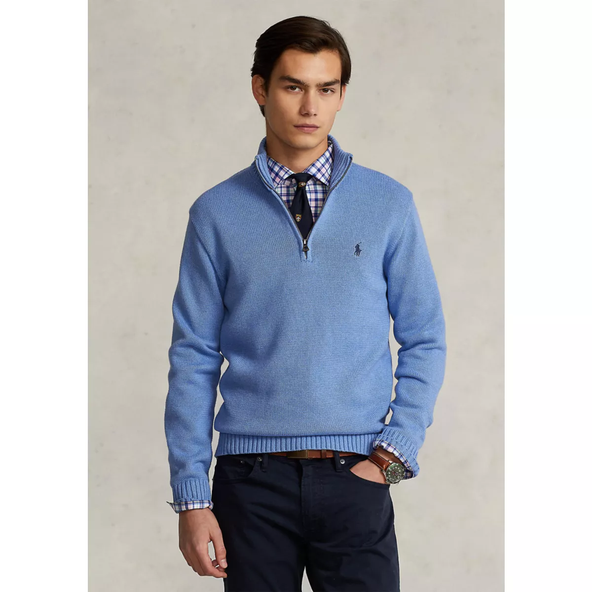 Cotton Quarter-Zip Sweater - 1