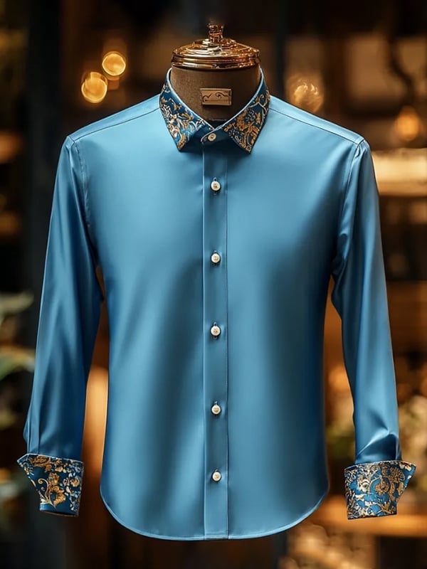 Camisa seda de lujo ejecutivo de manga larga para hombre