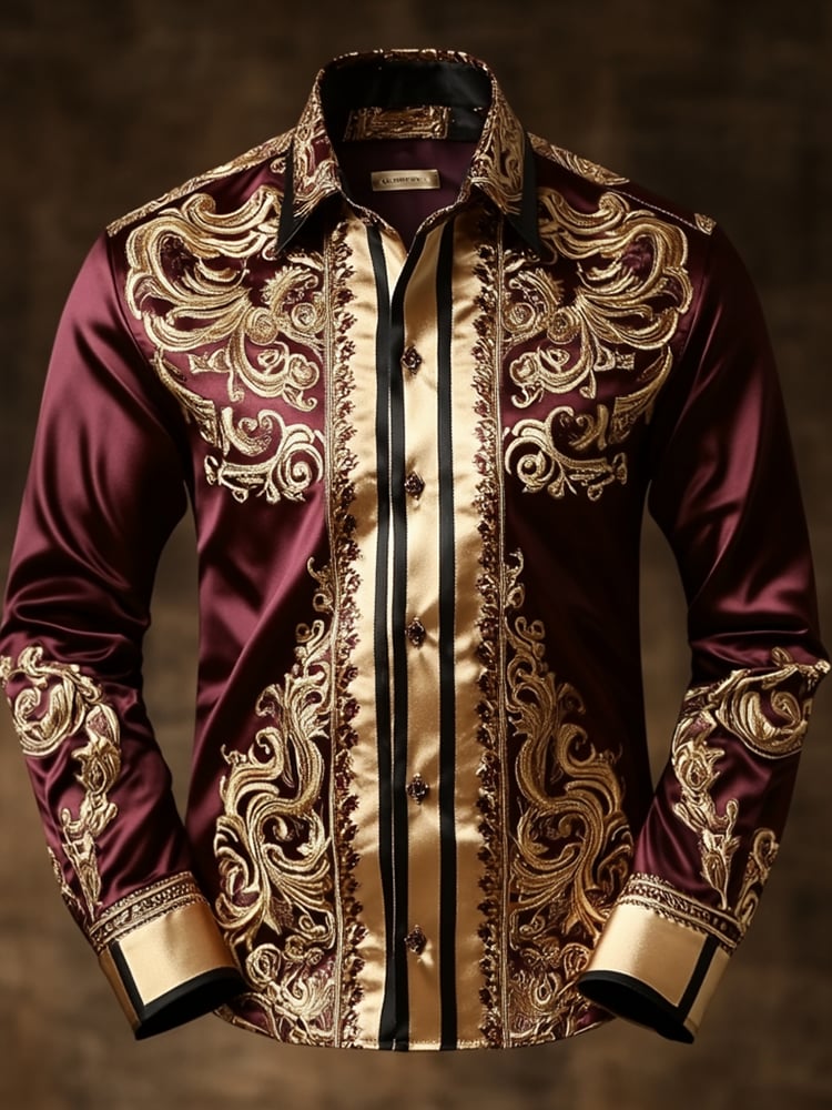 Camisa satén Luxe de manga larga con botones para hombre