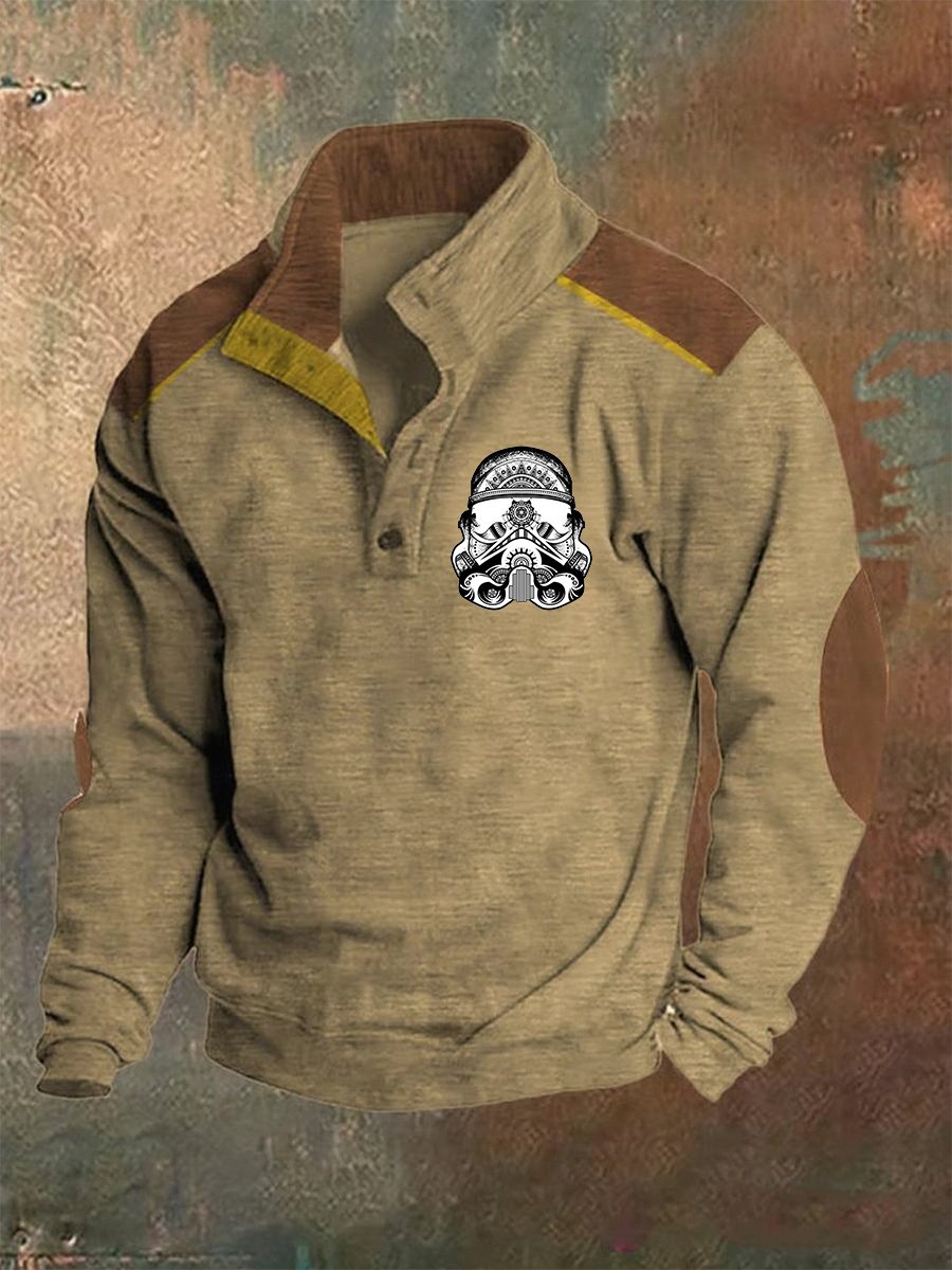 Sudadera retro Polo Neck Logo Button para hombre