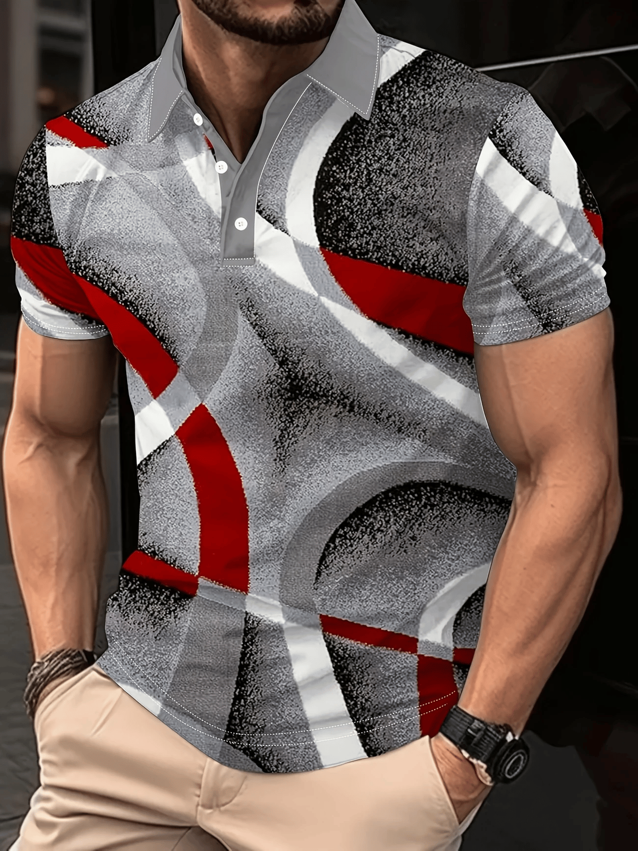 Camisa polo clásico ejecutivo Logo Button de manga corta para hombre