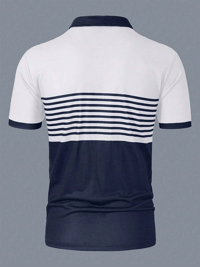 Camisa polo casual a rayas Letter para hombre