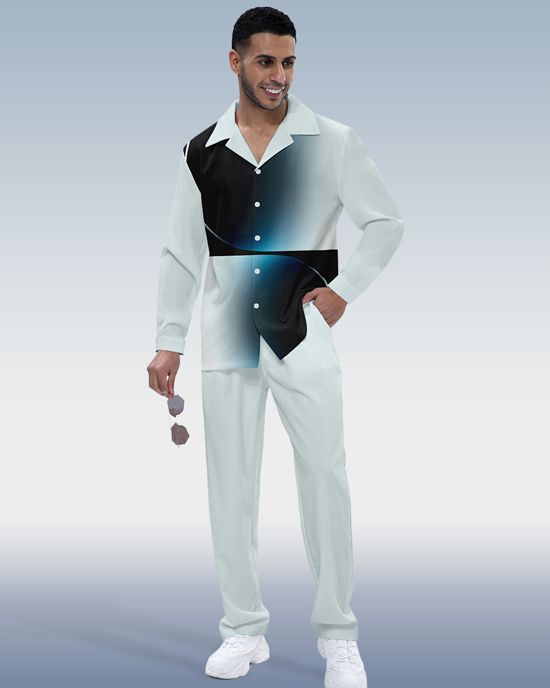 Camisa Gradient estampado de manga larga Walking Suit 314 para hombre