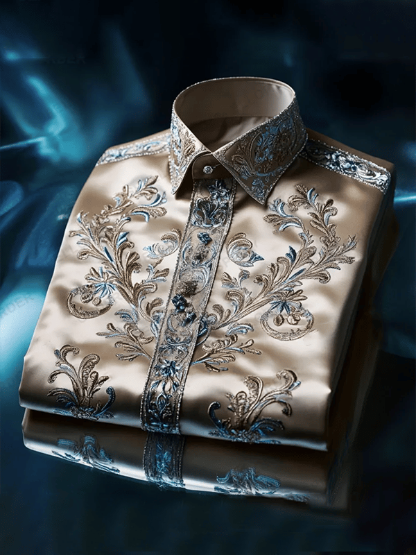 Camisa satén Luxe de manga larga con botones para hombre