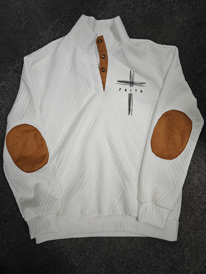 Sudadera retro Faith Design jacquard a cuadros Fabric casual para hombre