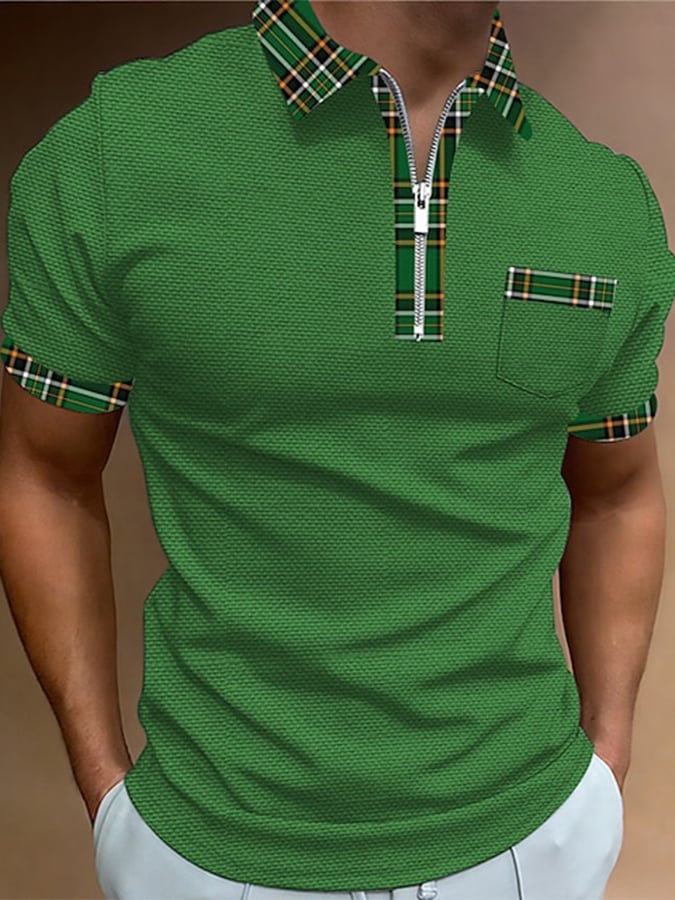Camisa polo estampado Lapel Pullover casual para hombre