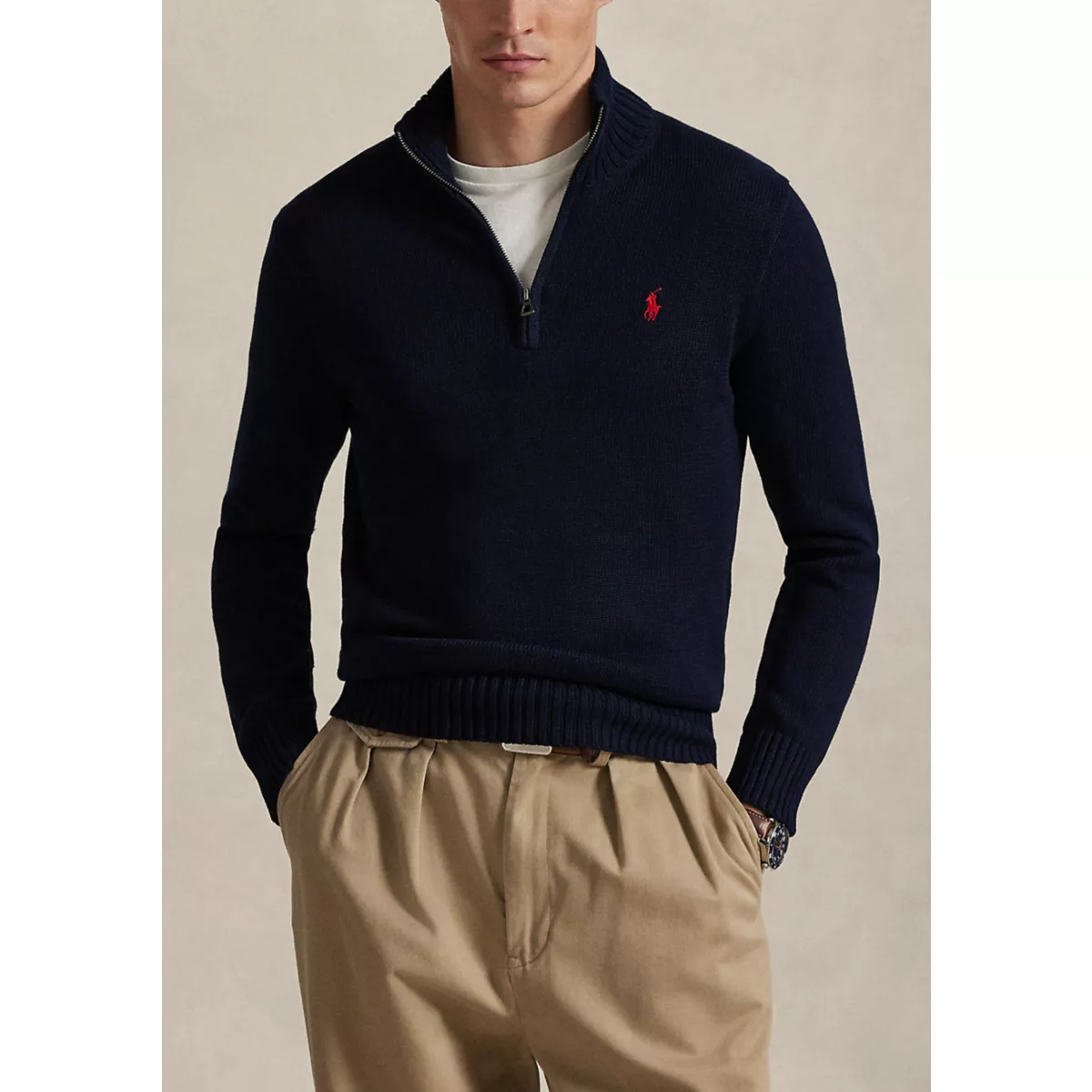 Cotton Quarter-Zip Sweater - 8