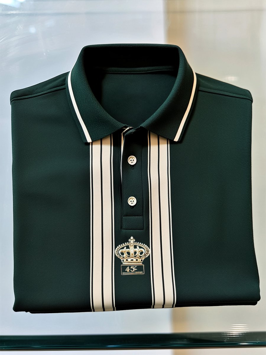 Camisa polo casual ejecutivo rayas Button de manga corta para hombre