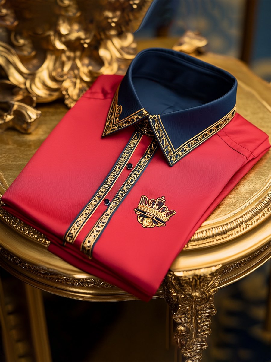 Camisa Mens casual ejecutivo Royal Logo de manga larga