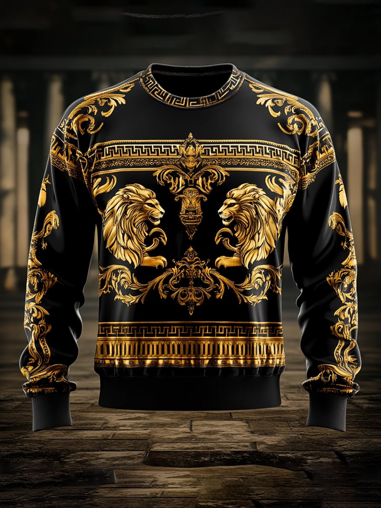 Sudadera de lujo estampado cuello redondo para hombre