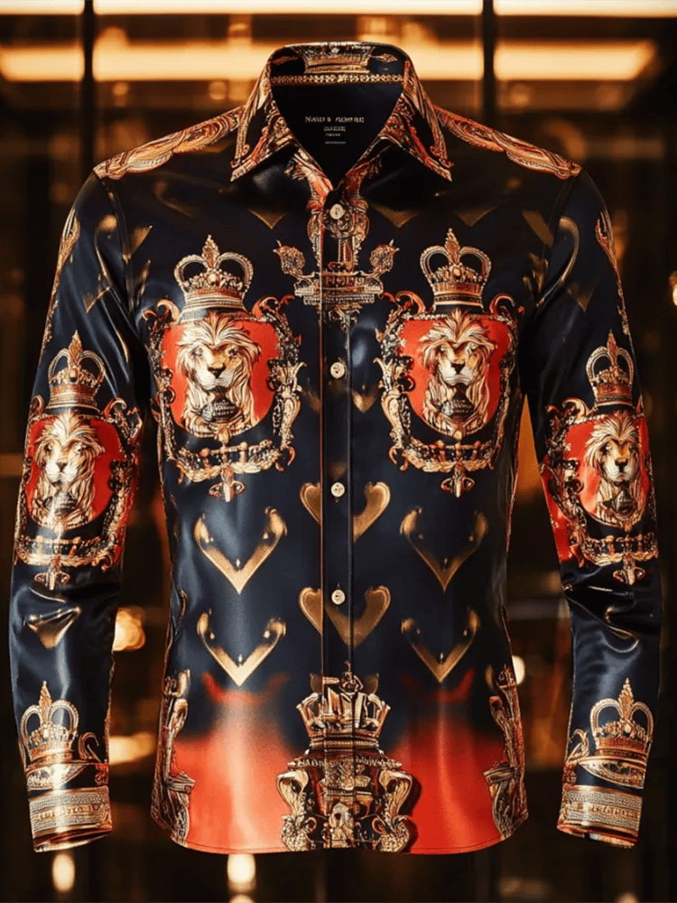 Camisa satén Luxe de manga larga con botones para hombre
