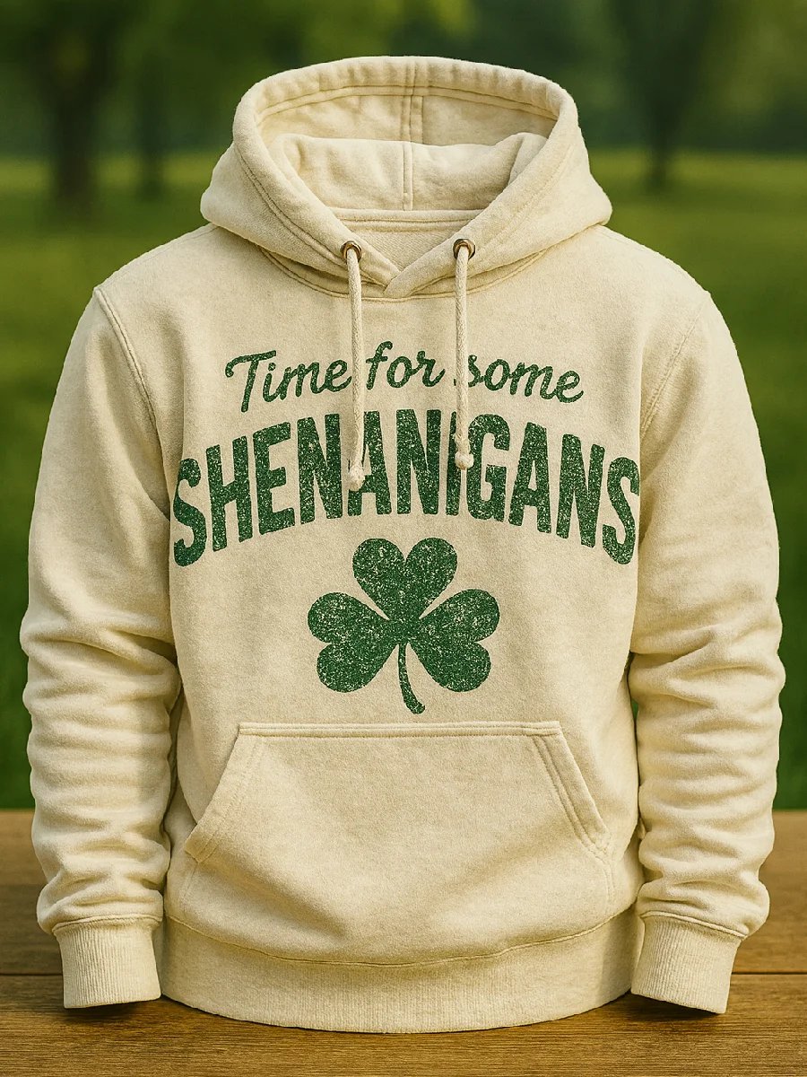 St. Patrick's Day retro Art estampado cuello redondo Top para hombre
