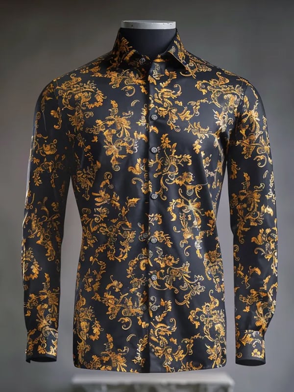 Camisa rayas estampado ejecutivo de manga larga para hombre