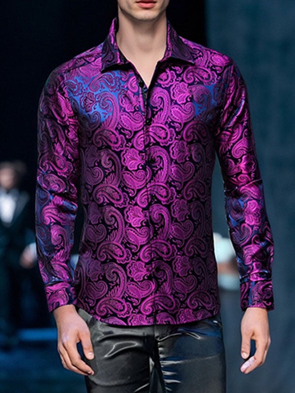 Camisa satén Luxe de manga larga con botones para hombre