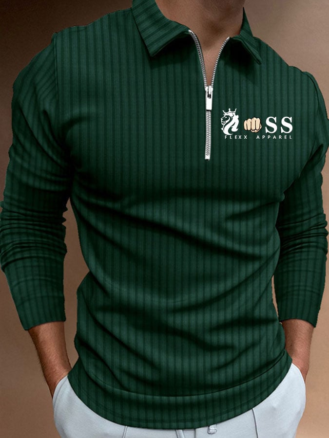 Camisa polo Letter rayas estampado Pullover casual para hombre