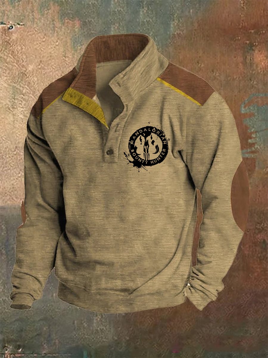 Sudadera retro Polo Neck Button para hombre