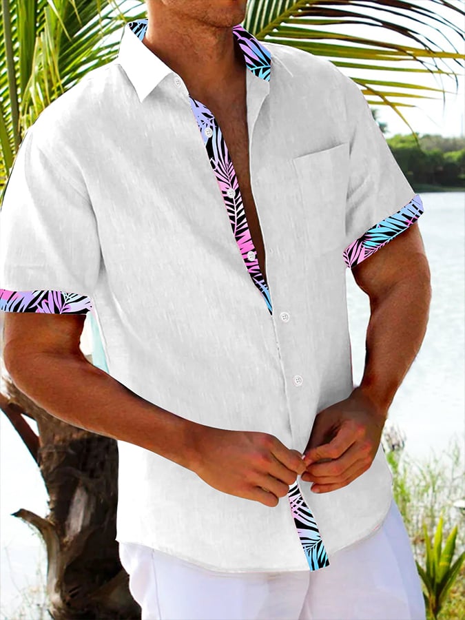 Camisa Tropical floral estampado Resort casual (With Pockets) para hombre