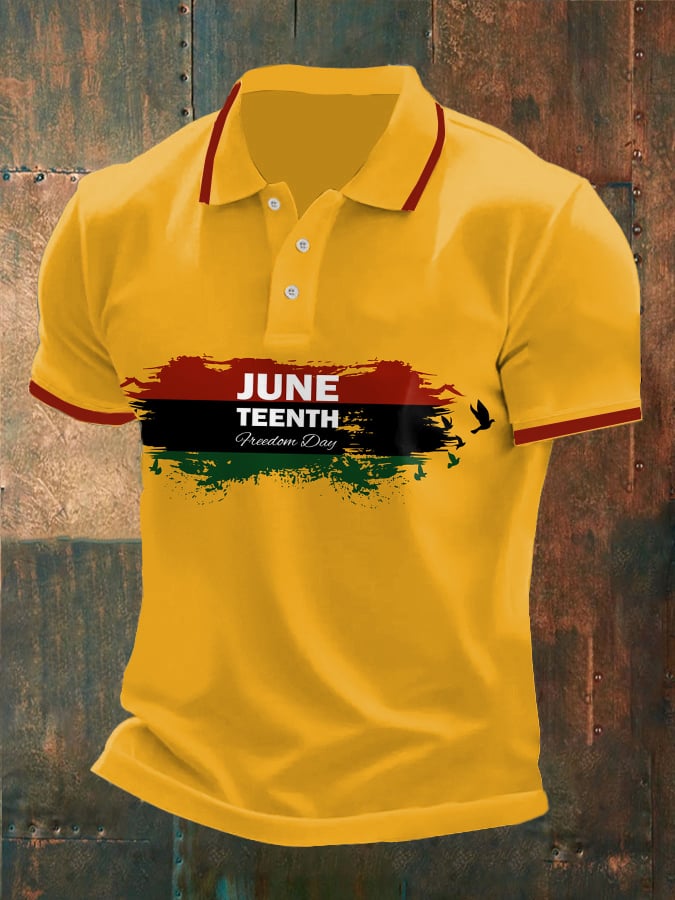Camisa polo Mens casual Juneteenth estampado