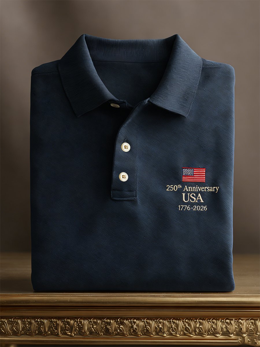 Camisa polo ejecutivo America Anniversary de manga corta para hombre
