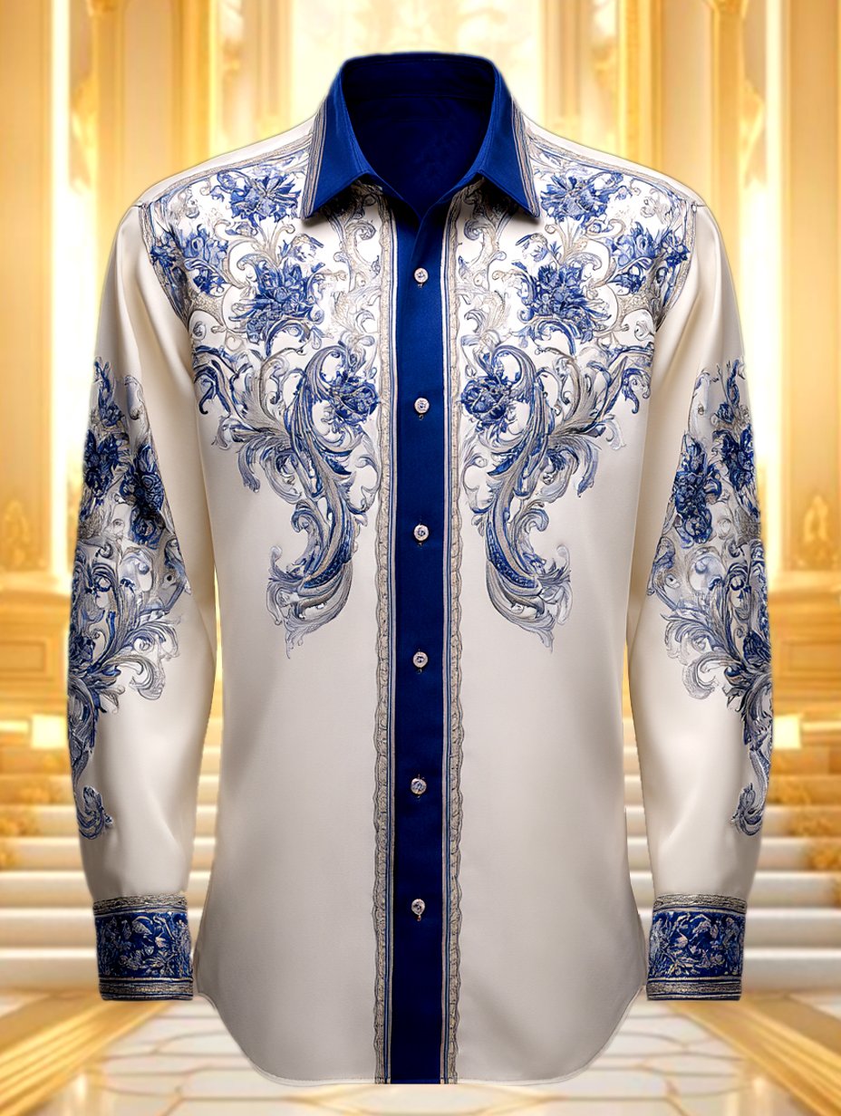 Camisa satén Luxe de manga larga con botones para hombre