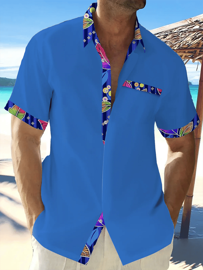 Camisa Beach Hawaiian Design casual de manga corta para hombre