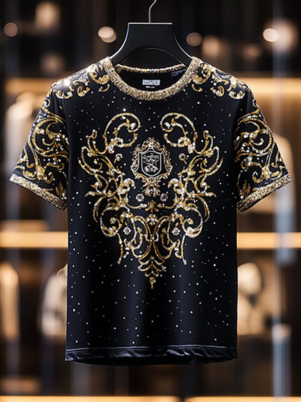 Camiseta ejecutivo de lujo estampado de algodón de manga corta para hombre