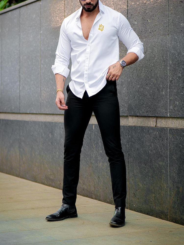 Camisa Street Style ejecutivo casual estampado de manga larga para hombre