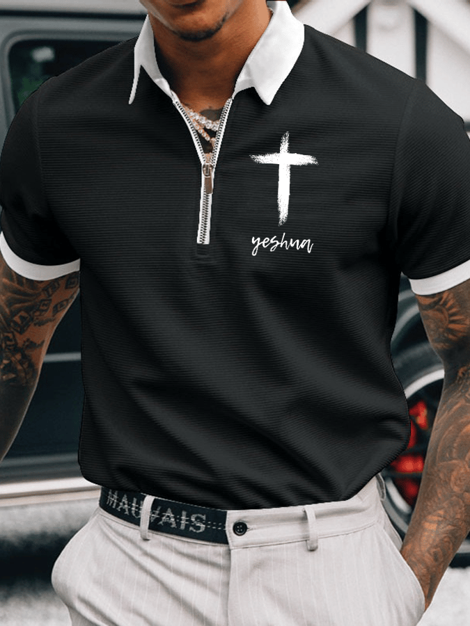 Camisa polo Faith estampado casual con cierre para hombre