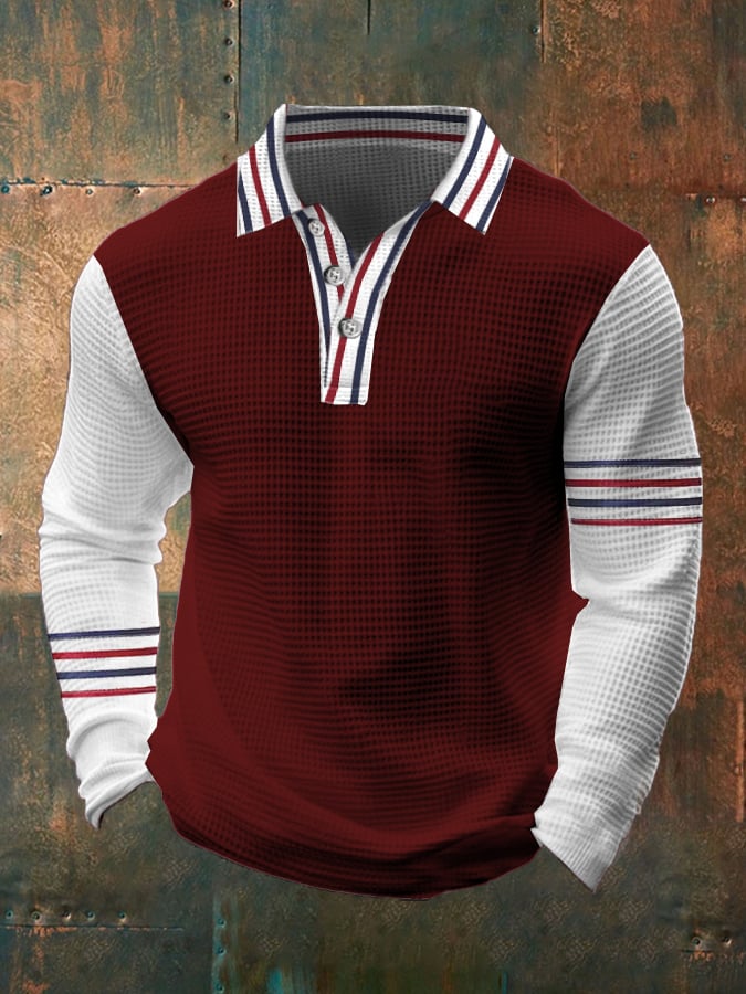 Casual Contrast Waffle Polo para hombre