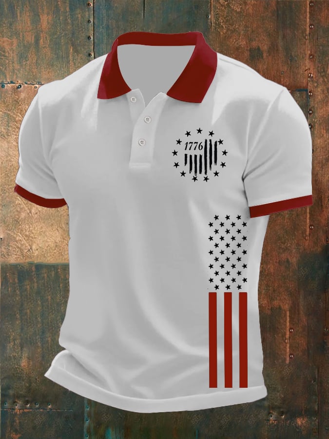 Camisa polo 1776 Flag estampado para hombre